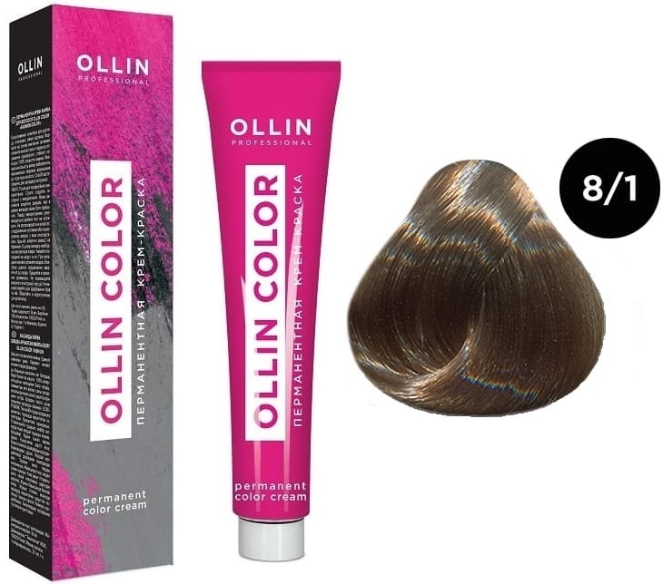OLLIN COLOR  8/1 светло-русый пепельный 100 мл Перманентная крем-краска для волос
