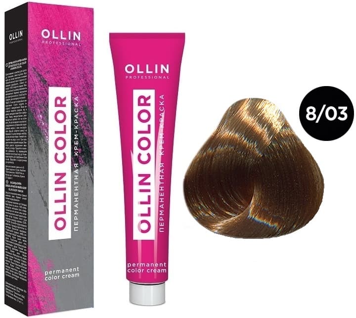 OLLIN COLOR  8/03 светло-русый прозрачно-золотистый 60мл Перманентная крем-краска для волос