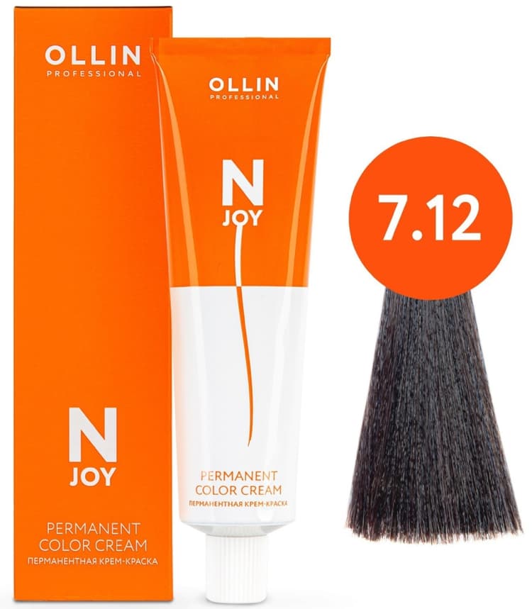 OLLIN "N-JOY"  7/12 – русый пепельно-фиолетовый, перманентная крем-краска для волос 100мл 