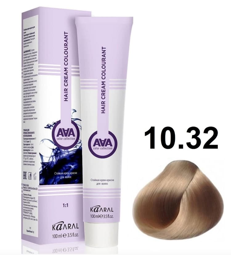 KAARAL AAA Hair crem colorant 10.32 очень светлый золотисто-фиолетовый блондин 100мл