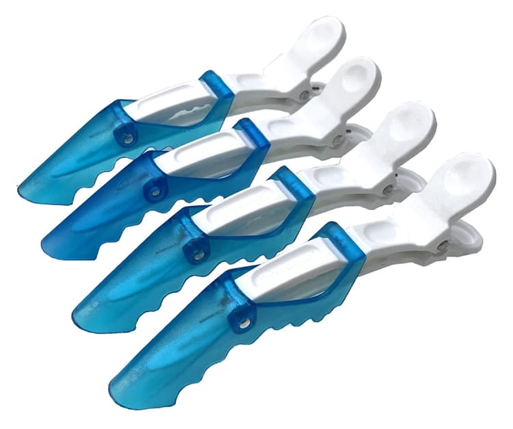 Gera Professional Зажим для волос "Крокодил", бело-синий, 4 шт/уп. - 1 шт.