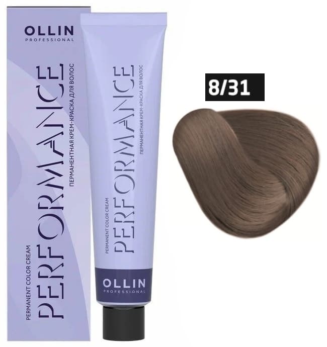 OLLIN PERFORMANCE  8/31 светло-русый золотисто-пепельный 60мл Перманентная крем-краска для волос