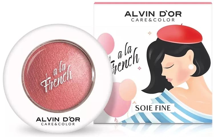 Alvin D'or A LA FRENCH Запеченные румяна для лица Soie Fine (тон 01 New york pink), 3,2 гр. 