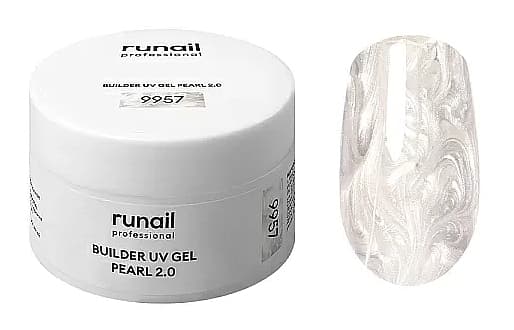 RuNail Моделирующий УФ-гель c жемчужным эффектом BUILDER UV GEL PEARL 2.0, 15г №9957