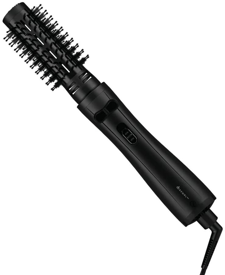 DEWAL Фен-щетка AIR SHINE черная с 2-мя вращающимися насадками (38 мм+50 мм), 1200W 