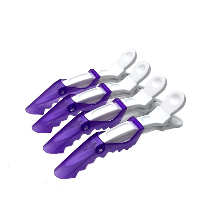 Gera Professional Зажим для волос "Крокодил", бело-фиолетовый, 4 шт/уп. - 1 шт.