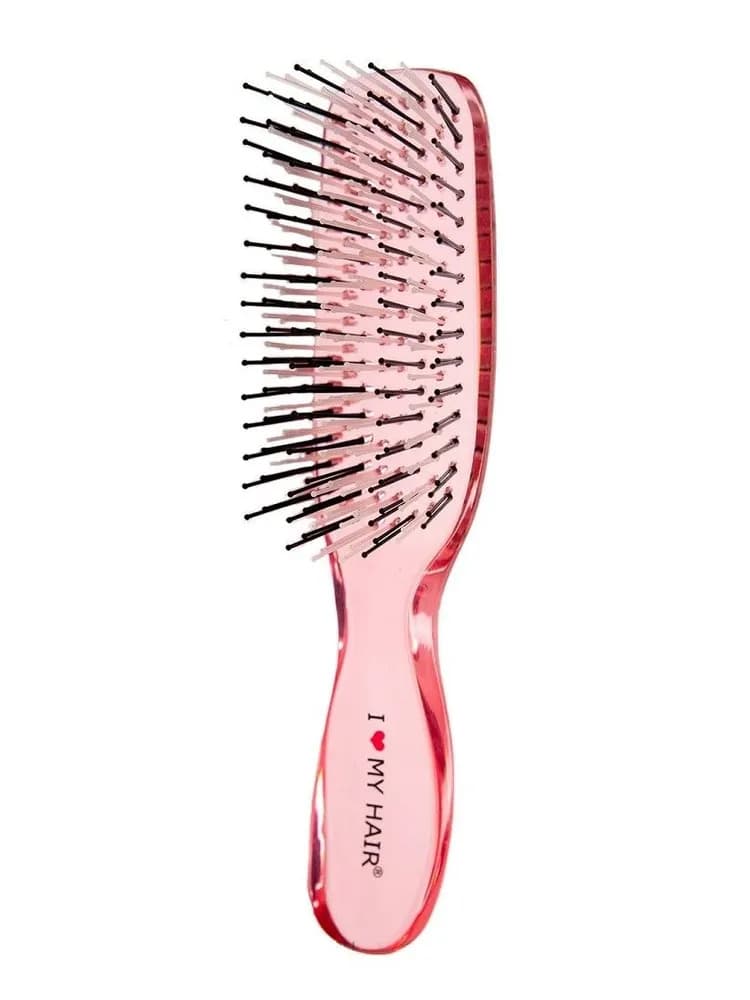 I Love My Hair РУСАЛОЧКА Щетка массаж.розовая прозрачная мини, пластик, д/мокрых и запутанных волос