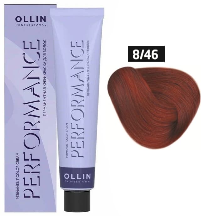OLLIN PERFORMANCE  8/46 светло-русый медно-красный 60мл Перманентная крем-краска для волос
