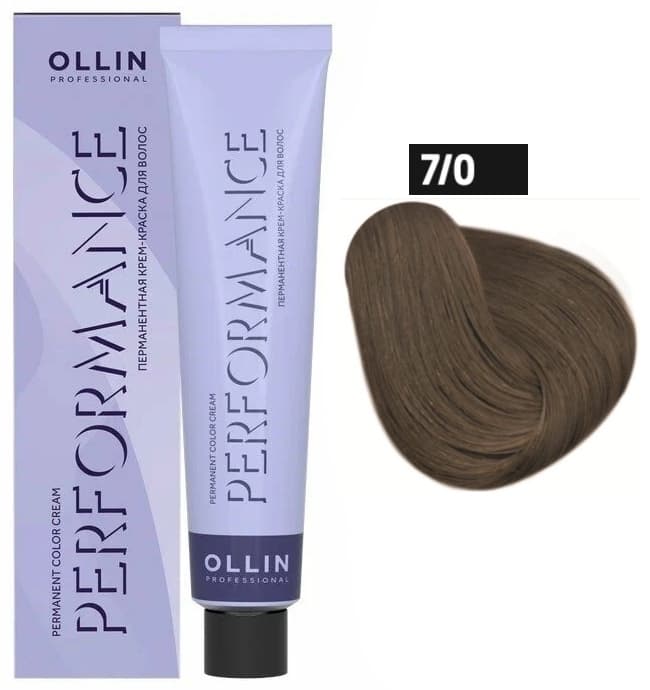 OLLIN PERFORMANCE  7/0 русый 60мл Перманентная крем-краска для волос