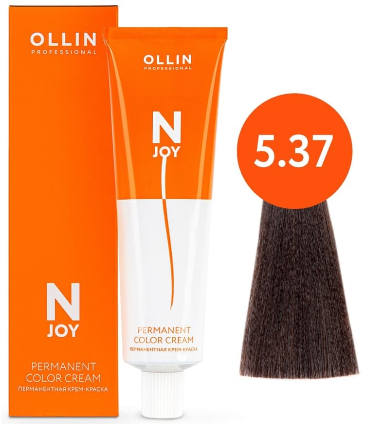 OLLIN "N-JOY"  5/37 – светлый шатен золотисто-коричневый, перманентная крем-краска для волос 100мл