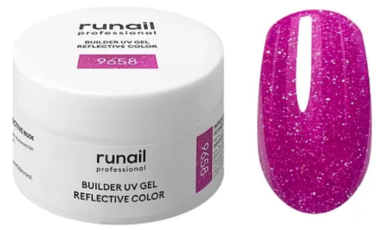 RuNail Моделирующий УФ-гель светоотражающий BUILDER UV GEL REFLECTIVE COLOR, 15г №9658