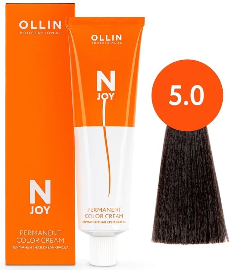 OLLIN "N-JOY"  5/0 - светлый шатен, перманентная крем-краска для волос 100мл