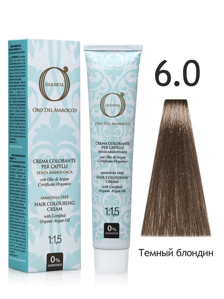 BAREX OLIOSETA Золото Марокко /Крем-краска 6.0 Темный блондин  100мл 