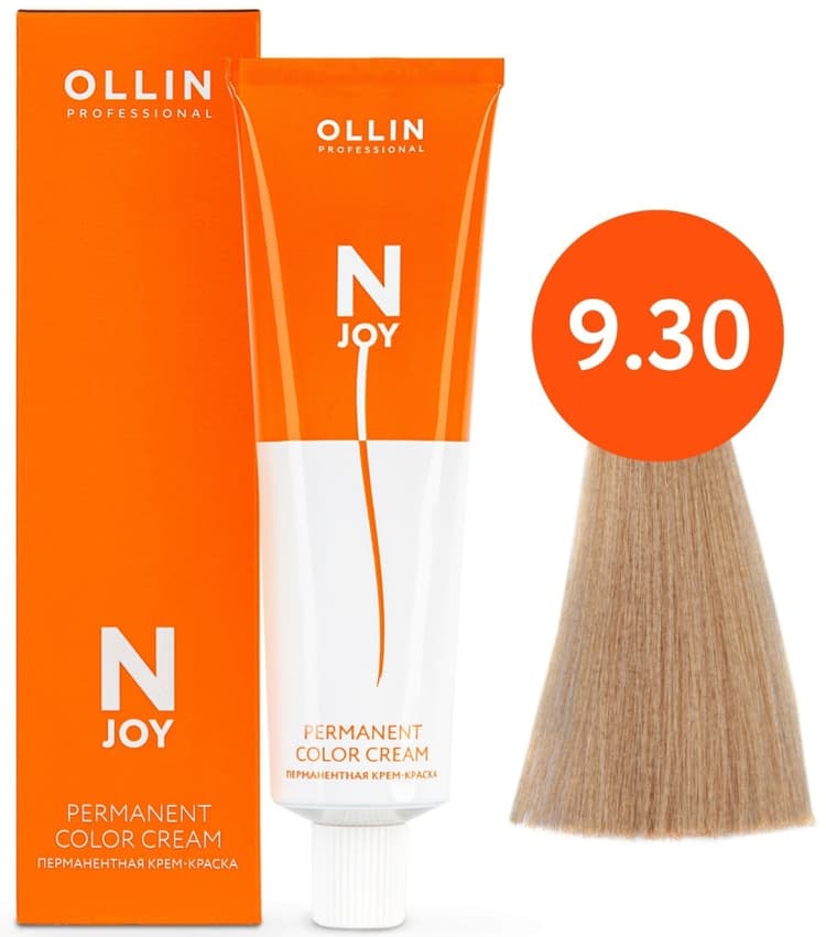 OLLIN "N-JOY"  9/30 – блондин золотистый, перманентная крем-краска для волос 100мл
