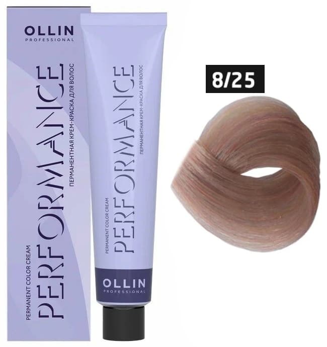 OLLIN PERFORMANCE  8/25 светло-русый фиолетово-махагоновый 60мл Перманентная крем-краска д/волос 