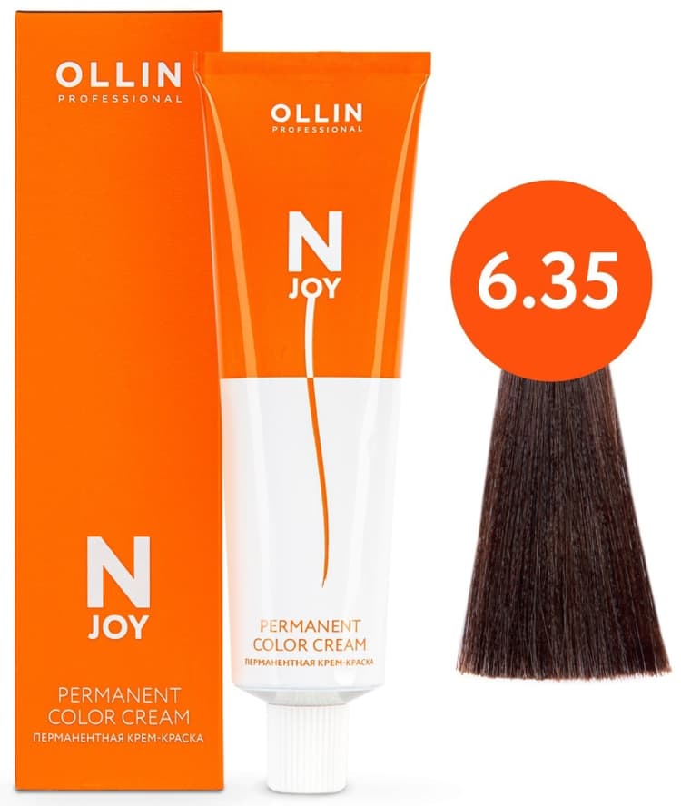 OLLIN "N-JOY"  6/35 – темно-русый золотисто-махагоновый, перманентная крем-краска для волос 100мл