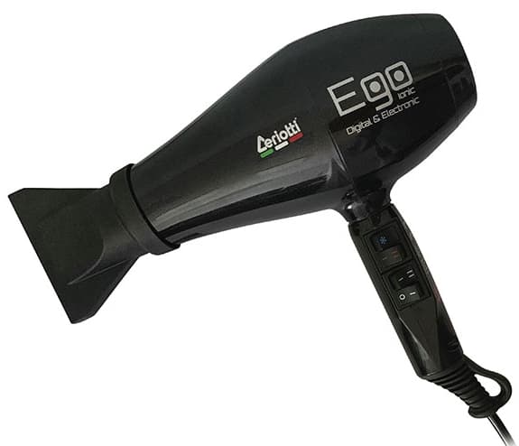 Фен CERIOTTI Ego Digital Ionic черный с цифровым мотором, 2300 Вт., 3 насадки, вес 420 гр.