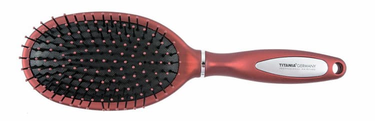 Titania Щетка массаж. большая красная велюр., 11-рядная