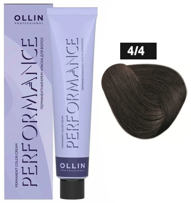 OLLIN PERFORMANCE  4/4 шатен медный 60мл Перманентная крем-краска для волос