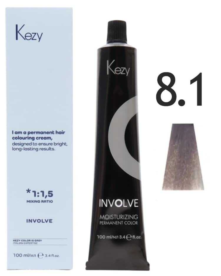 KEZY Involve color 8.1  Светлый блондин пепельный, 100 мл. 