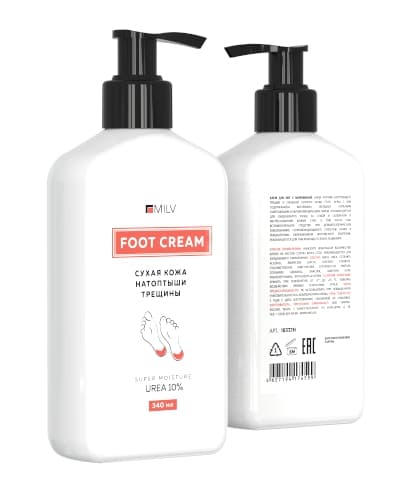 MILV Крем для ног с мочевиной против сухой кожи/ натоптышей/ трещин 340 мл 