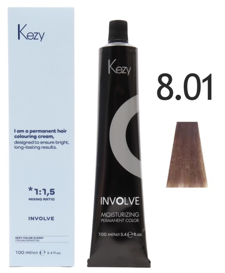 KEZY Involve color 8.01 Светлый блондин натурально-пепельный, 100 мл. 