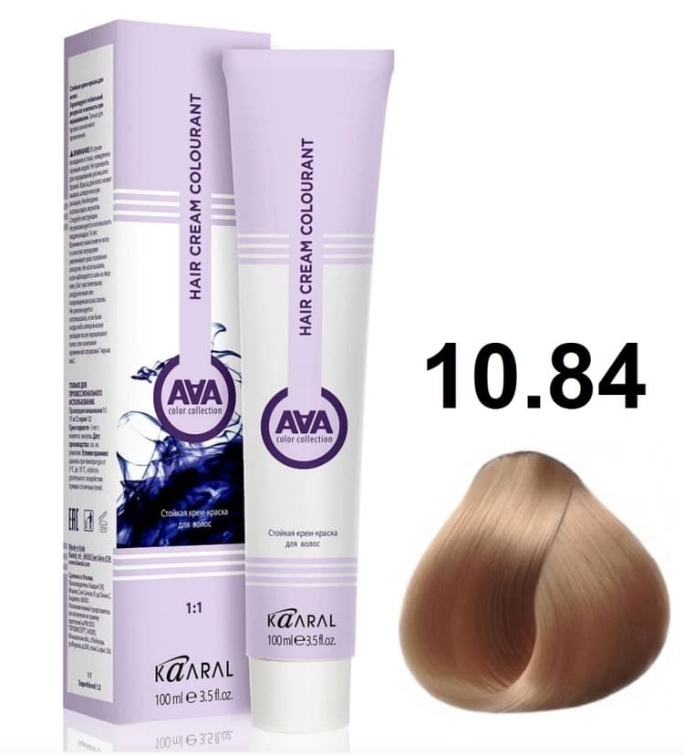 KAARAL AAA Hair crem colorant 10.84 Очень очень светлый бежево-медный блондин 100мл