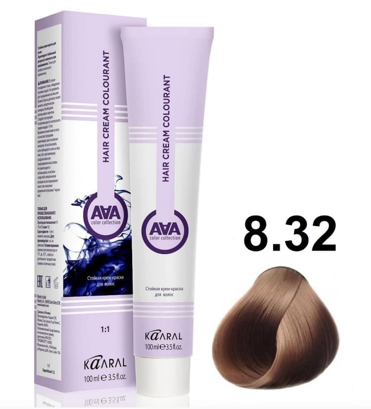 KAARAL AAA Hair crem colorant 8.32 светлый золотисто-фиолетовый блондин 100мл
