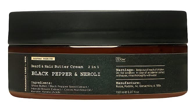 BB One FRAGRANCE CARE for MEN Парфюмированный Баттер-крем для бороды и усов Black Pepper&Neroli 150 мл.