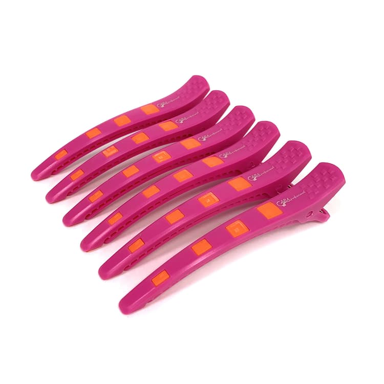 Gera Professional Зажим для волос пластик с силиконовой вставкой, розовый, 115 мм, 6шт/уп. - 1 шт.